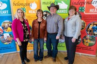 The Jason and Peggy Leiseth family is recognized as a North Dakota 4-H Century Family. Pictured are (from left): Vicki Monsen, North Dakota 4-H Foundation board member; Jason and Peggy Leiseth; and Deb Clarys, North Dakota 4-H Foundation chair. (NDSU photo)