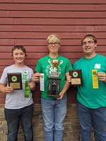 The Grand Forks County senior division land judging team of Max Hoverson, Tucker Stover and William Stover will advance to the national 4-H land judging contest. (NDSU photo)
