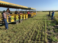 NDSU dry bean breeder Juan Osorno presents at last year's row crop tour. (NDSU photo)