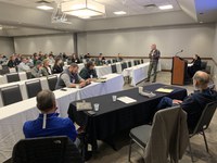Agricultural professionals at the 2022 Advanced Crop Advisors Workshop hear the latest crop production recommendations from Extension experts. (NDSU photo)