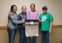 The Oliver County senior range judging team placed first at the North Dakota 4-H and FFA range judging contest. Pictured are, from left, Rosie Abraham, Elena Sorge, Rachel Schmidt and Mary Fewell. (NDSU photo)