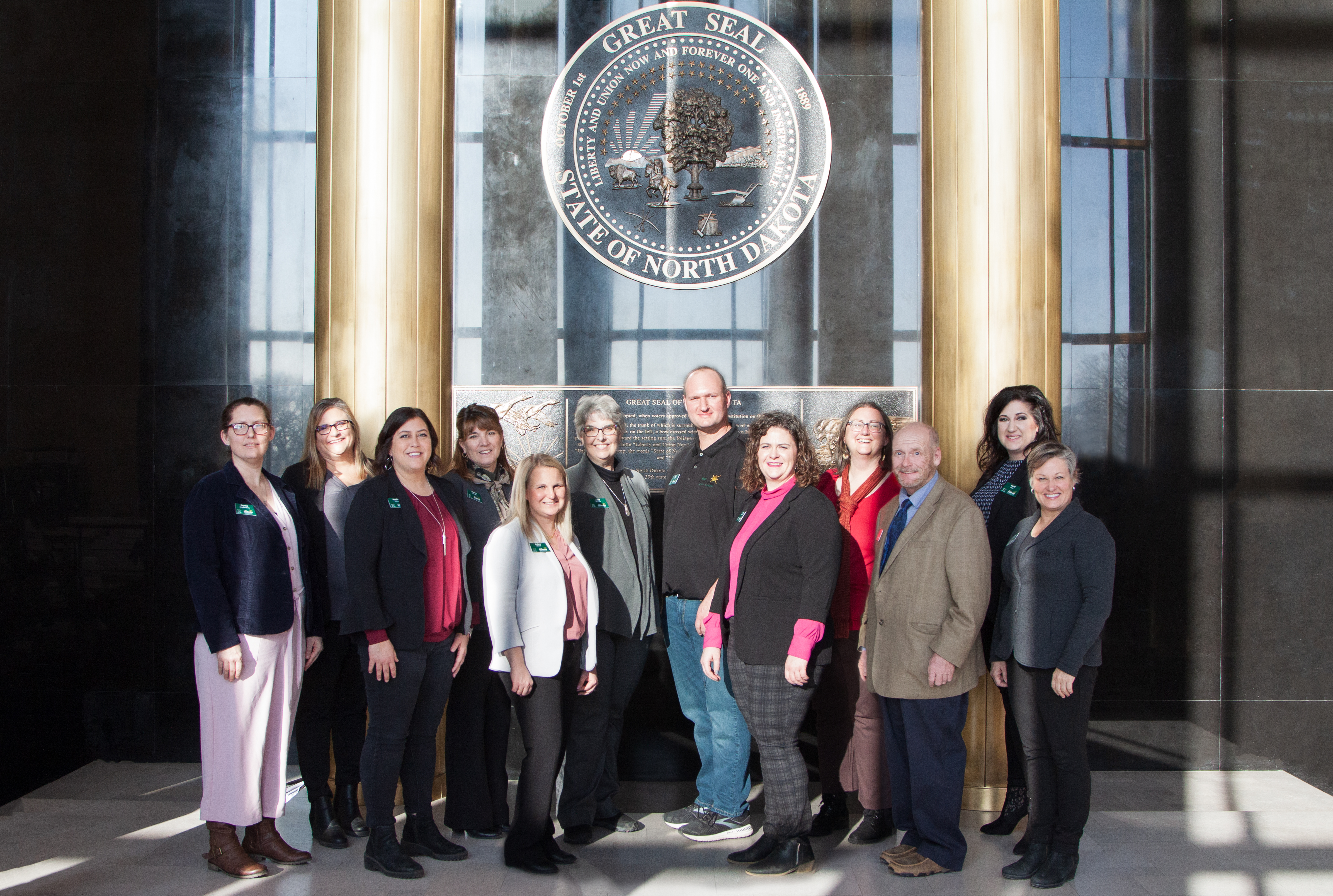 The ninth class of Rural Leadership North Dakota gathers at the state capitol for a seminar on agriculture and rural policies. (NDSU photo)