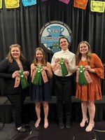 The Steele County 4-H consumer decision making team placed fourth in the nation and earned individual placings. Pictured are, from left, coach Megan Vig and team members Mackenzie Motter, Grace Mitchell and Emma Gullicks. (NDSU photo)