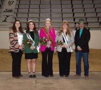 Pictured (L to R): Assistant Manager Kiley Kvamme, Princess Lilly Bina, Queen Kasi Holm, Princess Madalyn Gieseke and Manager Kell Helmuth, along with 300 NDSU Saddle and Sirloin Club members, are working together to host the 98th Little International Showmanship Contest on the campus of NDSU. (NDSU photo)