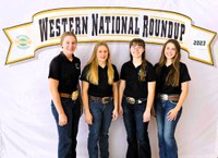 The Ward County 4-H Horse Quiz Bowl team placed first in the nation at the 4-H Western National Roundup. Team members are, from left, Hailey Schauer, Mackenzie Wipf, Mikaela Woodruff and Emily Fannik. (NDSU photo)