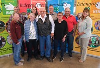 The Motter family is recognized as a North Dakota 4-H Century Family. Pictured are (from left): Jean Neset, Paul Motter, Carolyn Motter, NDSU Extension agent Emily Burkett, John Motter, Aaron Motter, Marlene Motter, Daniel Motter and Becky Peterson, North Dakota 4-H Foundation chair. (NDSU photo)