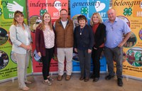 Travis Anliker is recognized as the 2023 Volunteer of the Year. Pictured are (from left): North Dakota 4-H Foundation chair Becky Peterson, Amy Anliker, Travis Anliker, Phyllis Anliker, Ann Anliker and Todd Anliker. (NDSU photo)