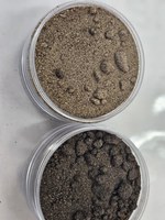 The above soil sample has less soil organic matter than the bottom soil sample due to management. (NDSU photo)