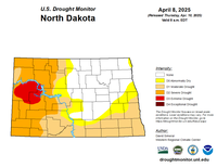 The U.S. drought monitor map shows the drought conditions for North Dakota as of April 8. (Graphic by droughtmonitor.unl.edu)