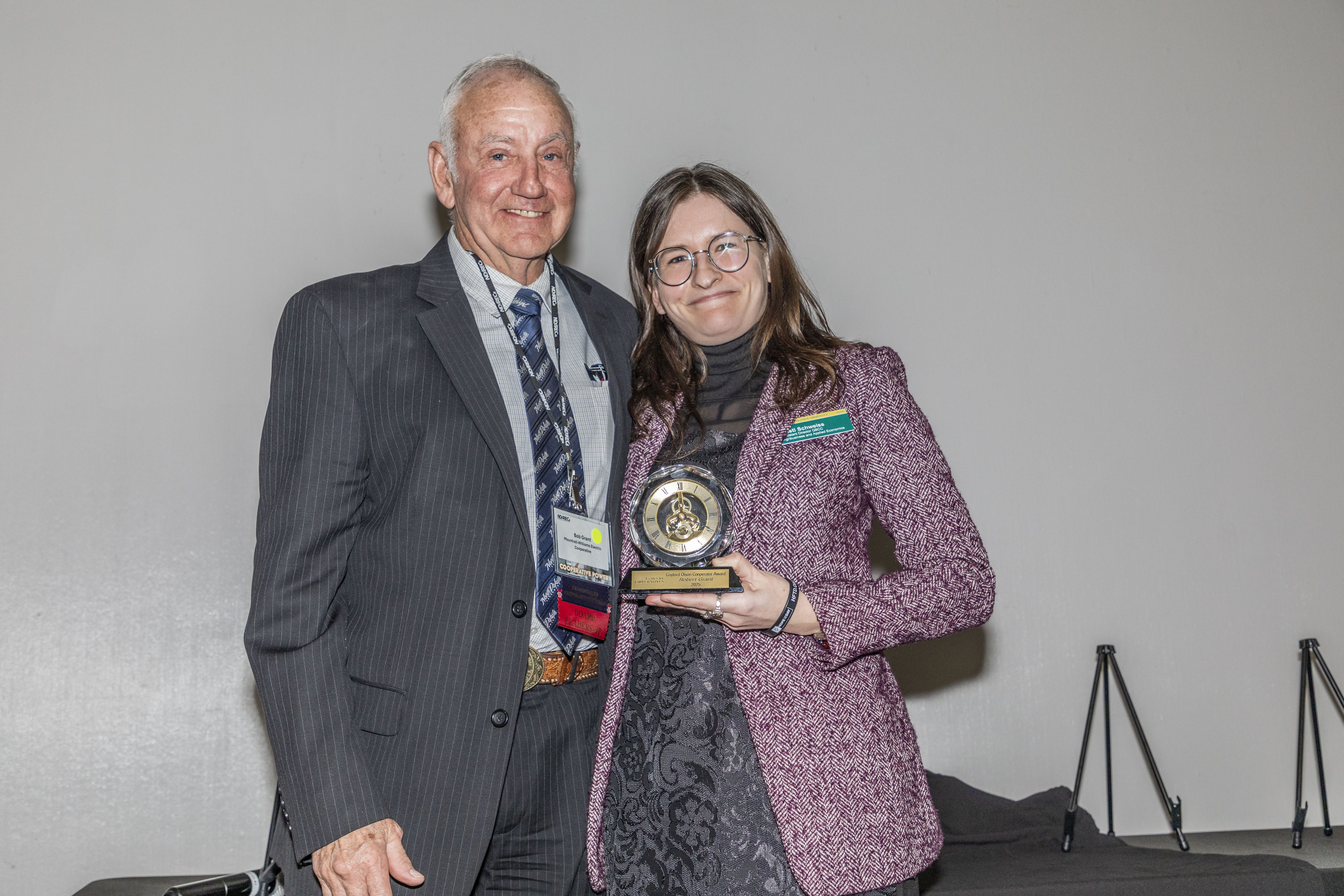 Bob Grant stands with Kristi Schweiss, assistant director of the QBCC. (NDSU photo)