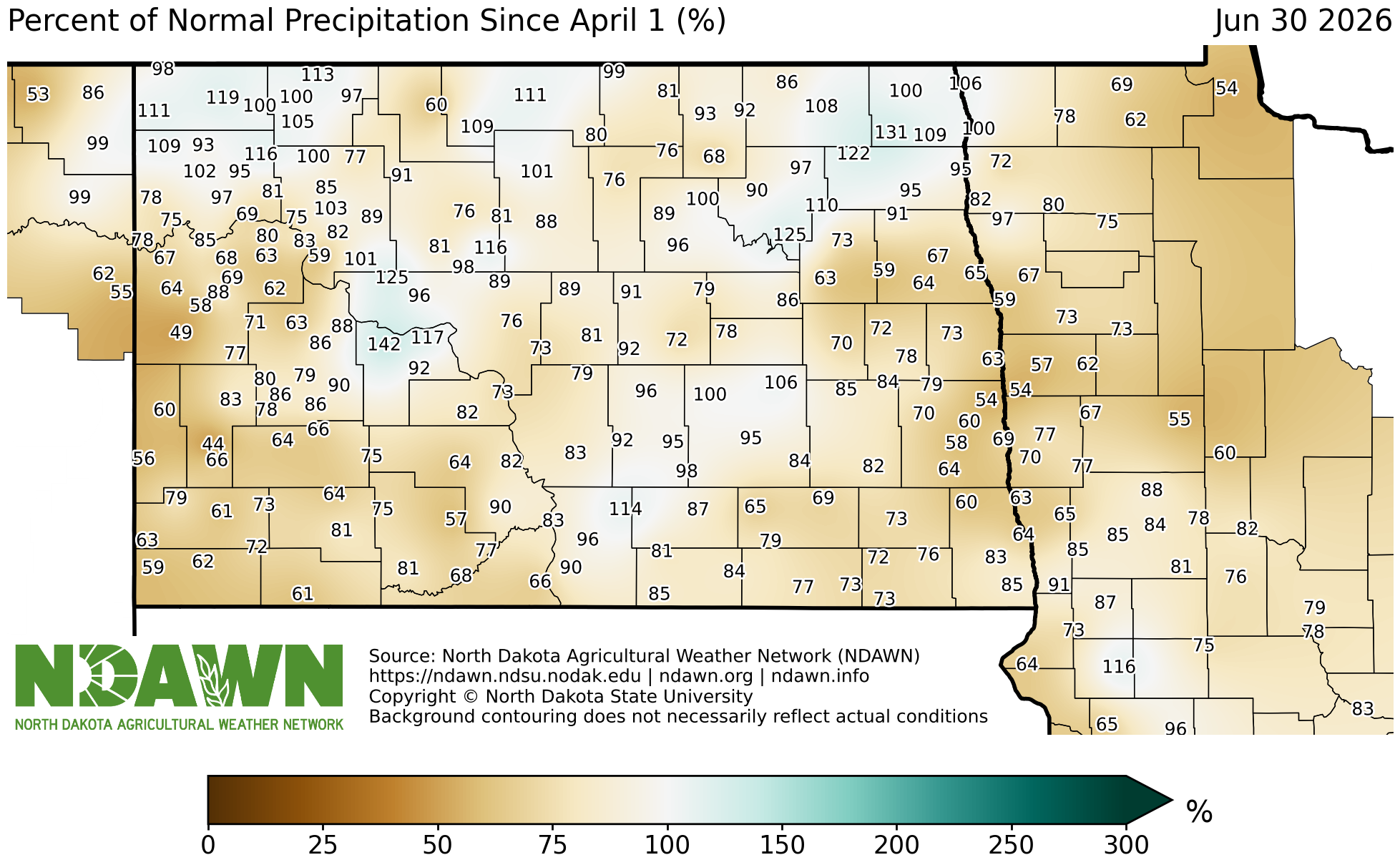 Much of the spring precipitation occurred after cool-season forages had reached the seedhead stage. (NDAWN graphic)