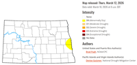 The U.S. drought monitor map shows the drought conditions for North Dakota as of March 10. (Graphic by droughtmonitor.unl.edu)
