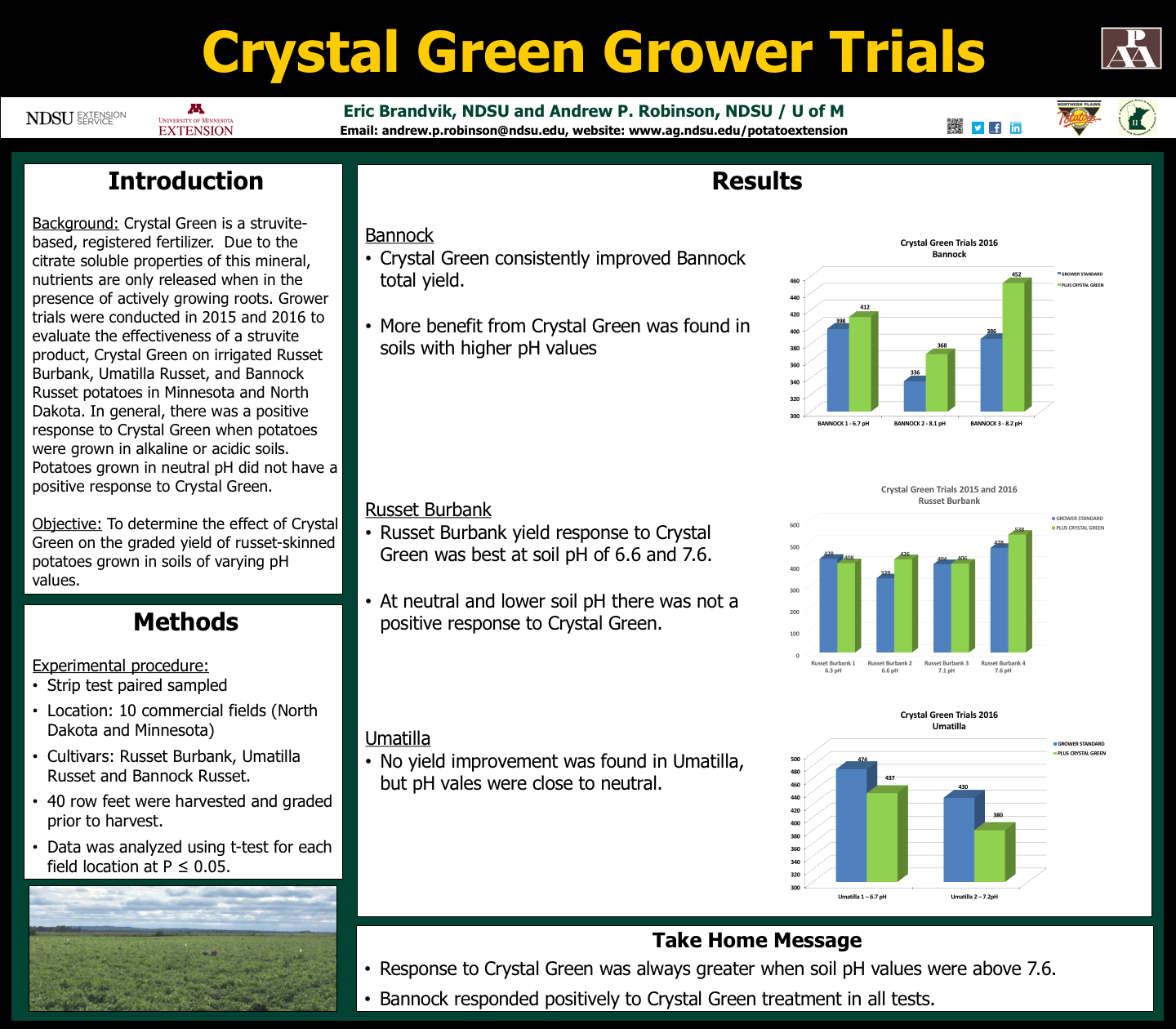 Crystal Green Grower Trials - Potato Expo Poster 2017