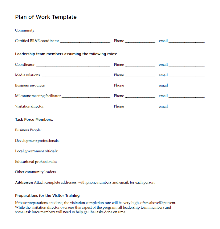 Plan of Work Template Page 1
