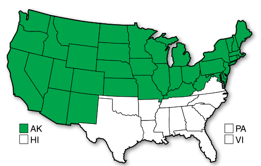 Distribution of biennial wormwood in US in 2000