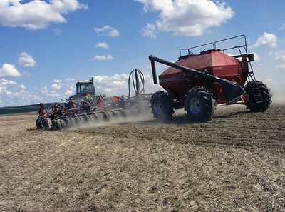 . Air-seeder with sweeps