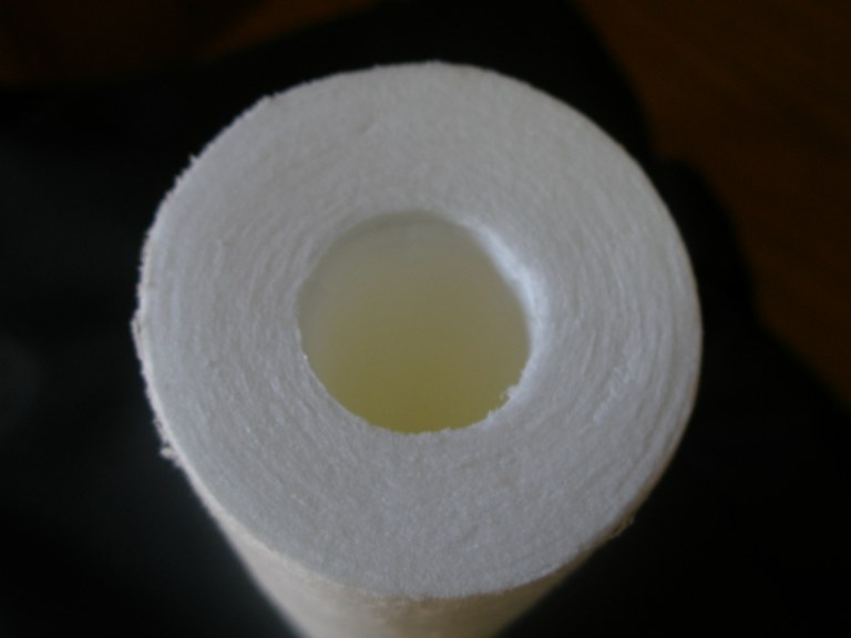 Close-up of a spun-polypropylene filter.