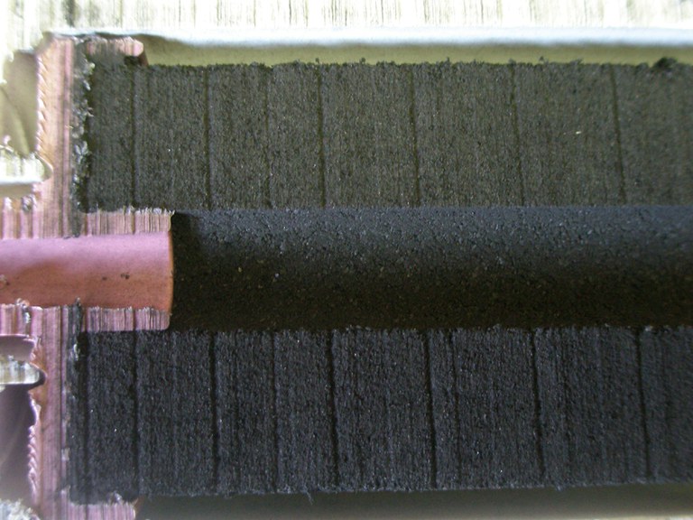 Cut away of activated carbon filter.