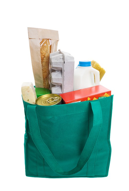 Groceries in fabric bag