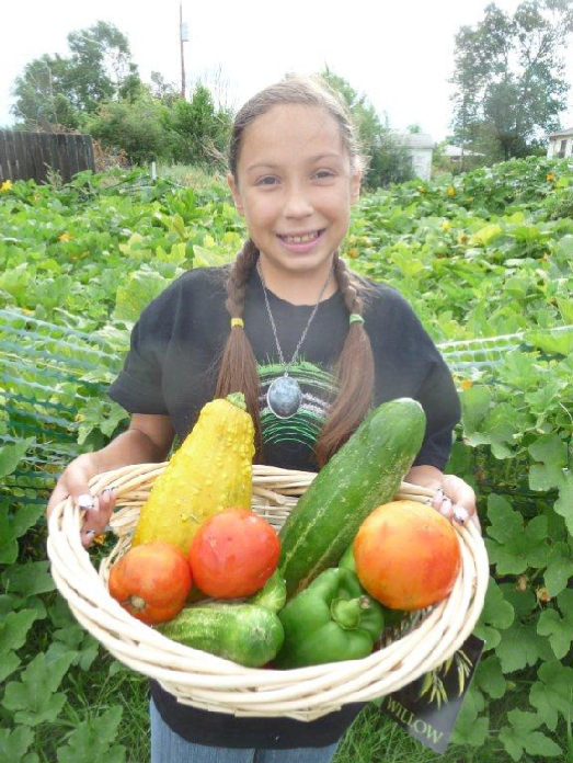 Girl with produce
