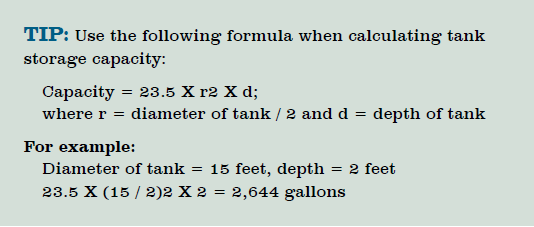 Calculating tank storage