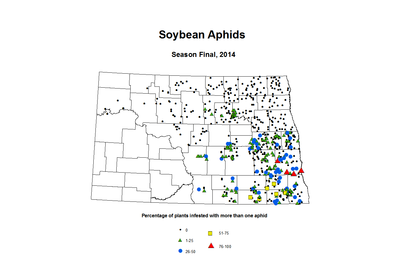 2014 Soybean Season Final ND Aphids Percent Incidence
