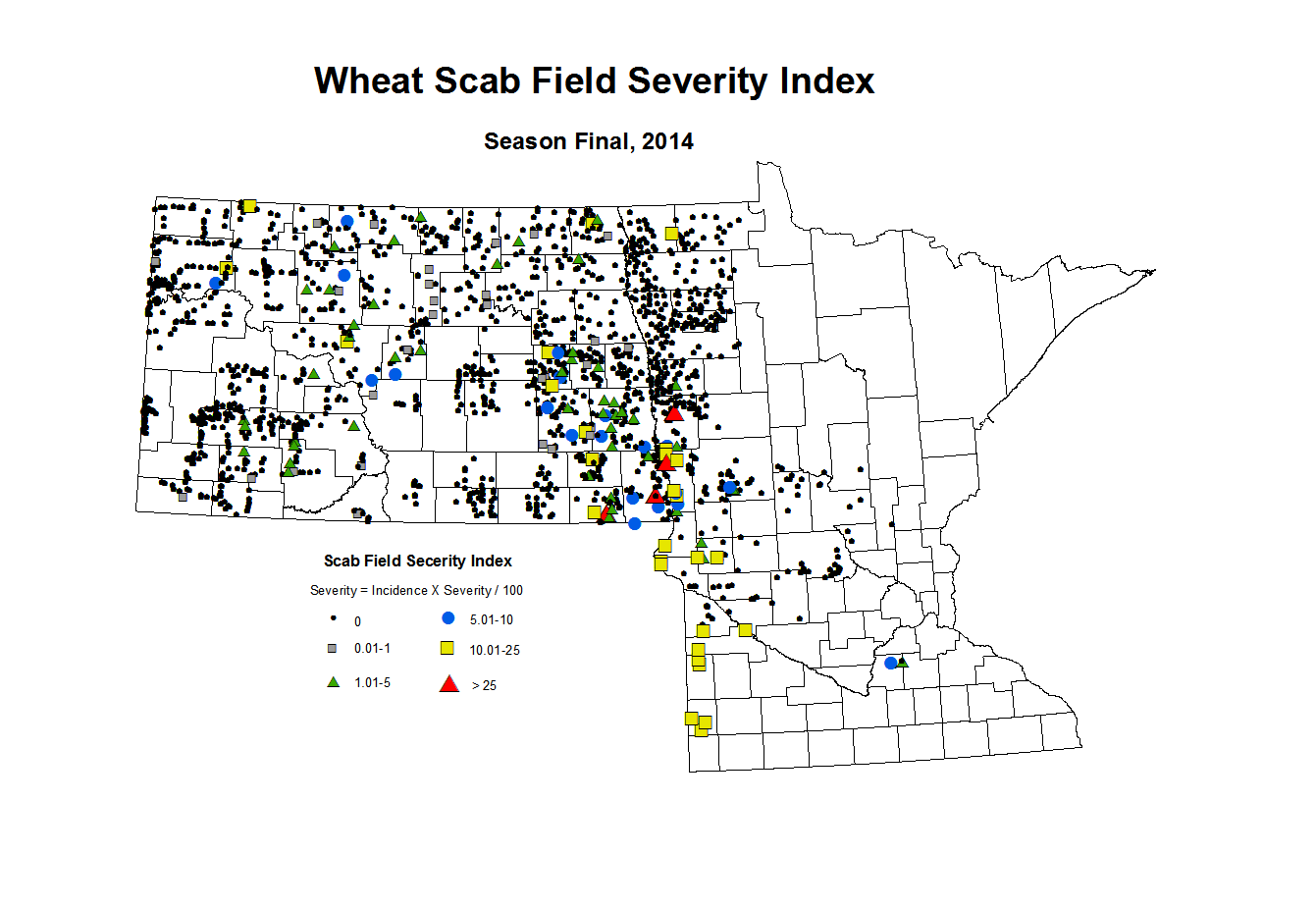 2014 Season Final Wheat Scab Index