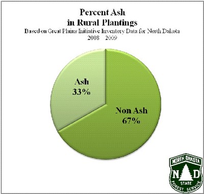 Percentage of ash in rural plantings Percentage of ash in rural plantings