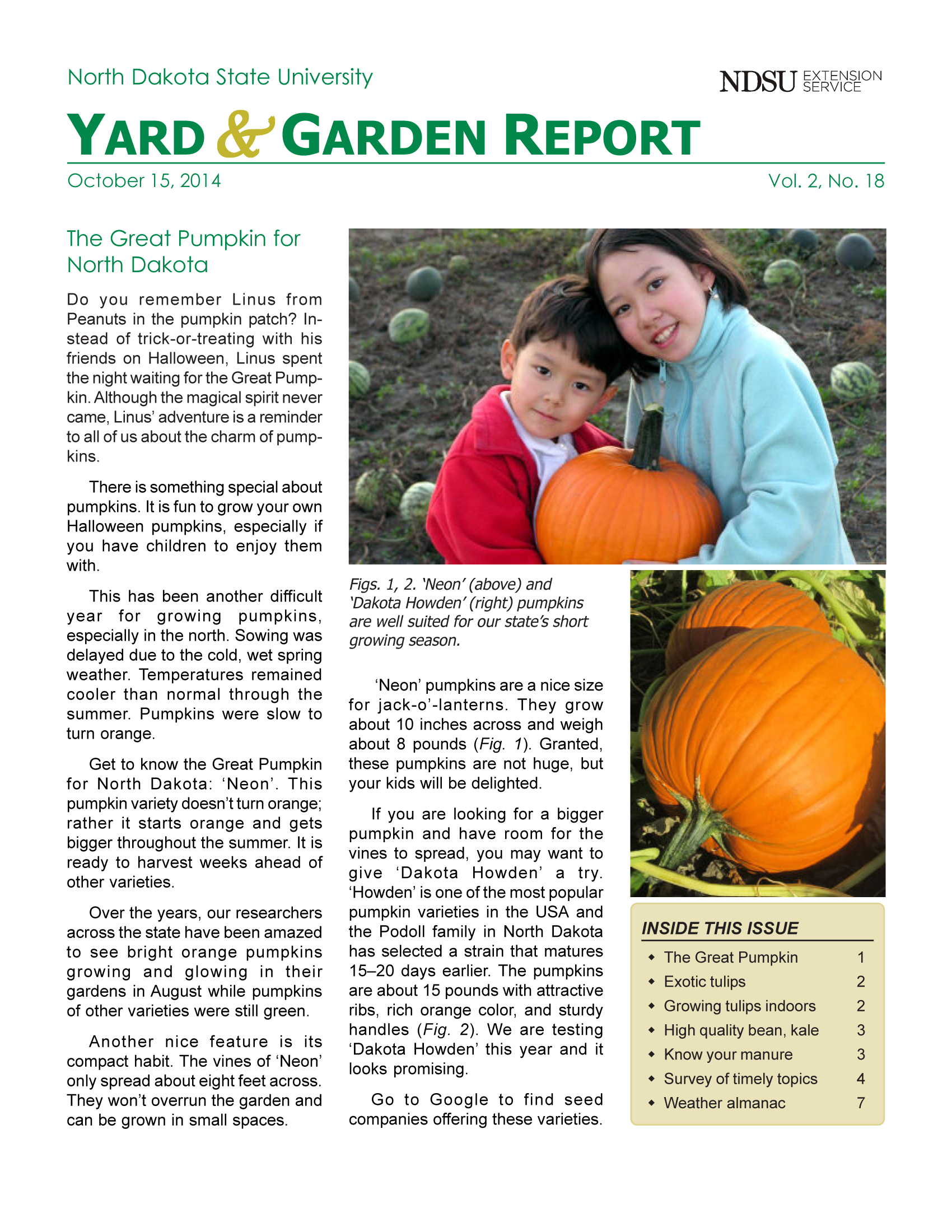 NDSU Yard & Garden Report for October 15, 2014