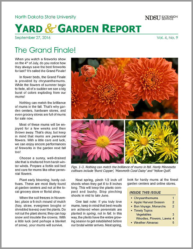 NDSU Yard & Garden Report for September 27, 2016