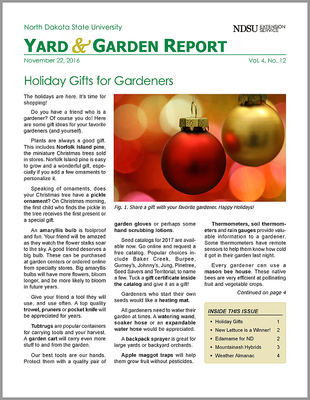 NDSU Yard & Garden Report for November 22, 2016