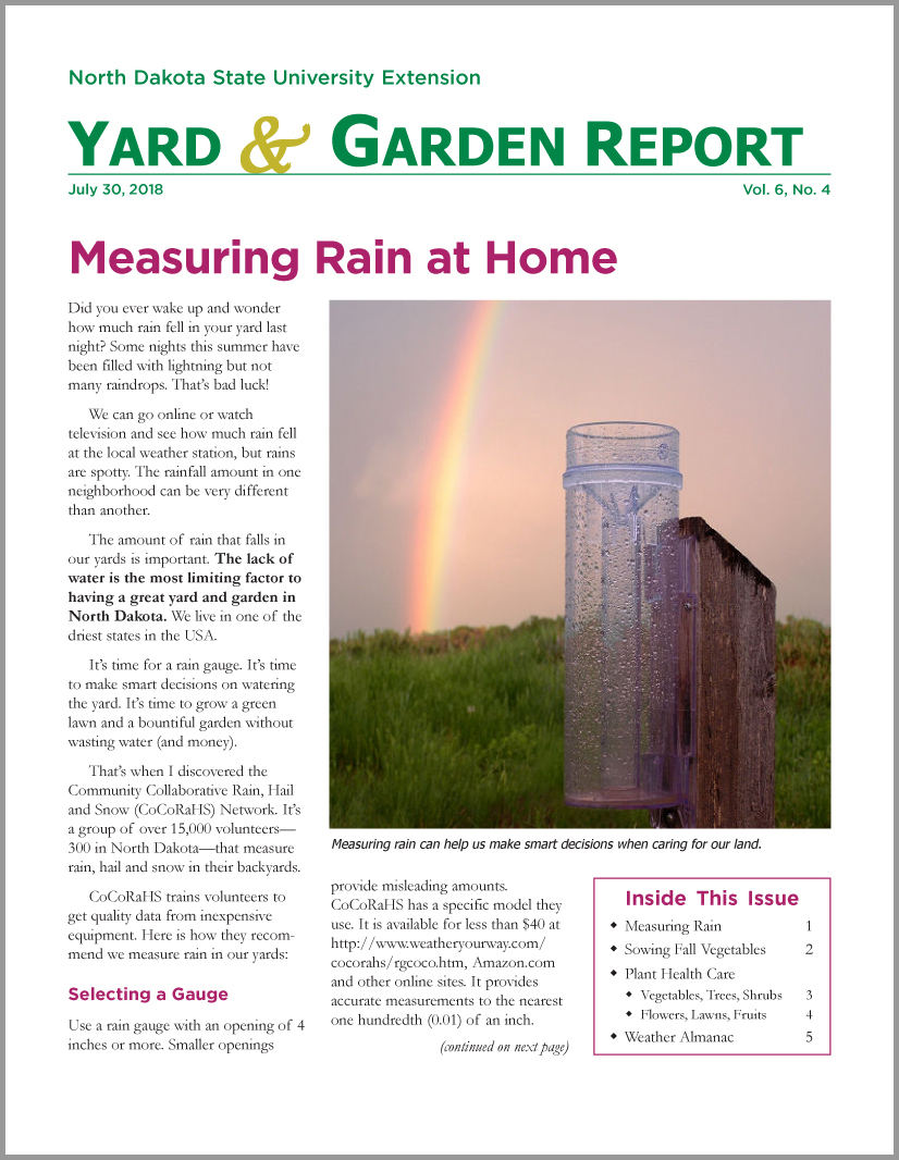 NDSU Yard & Garden Report for July 30, 2018