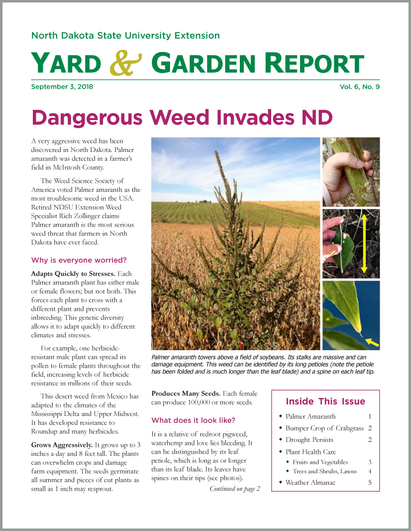 NDSU Yard & Garden Report for September 3, 2018