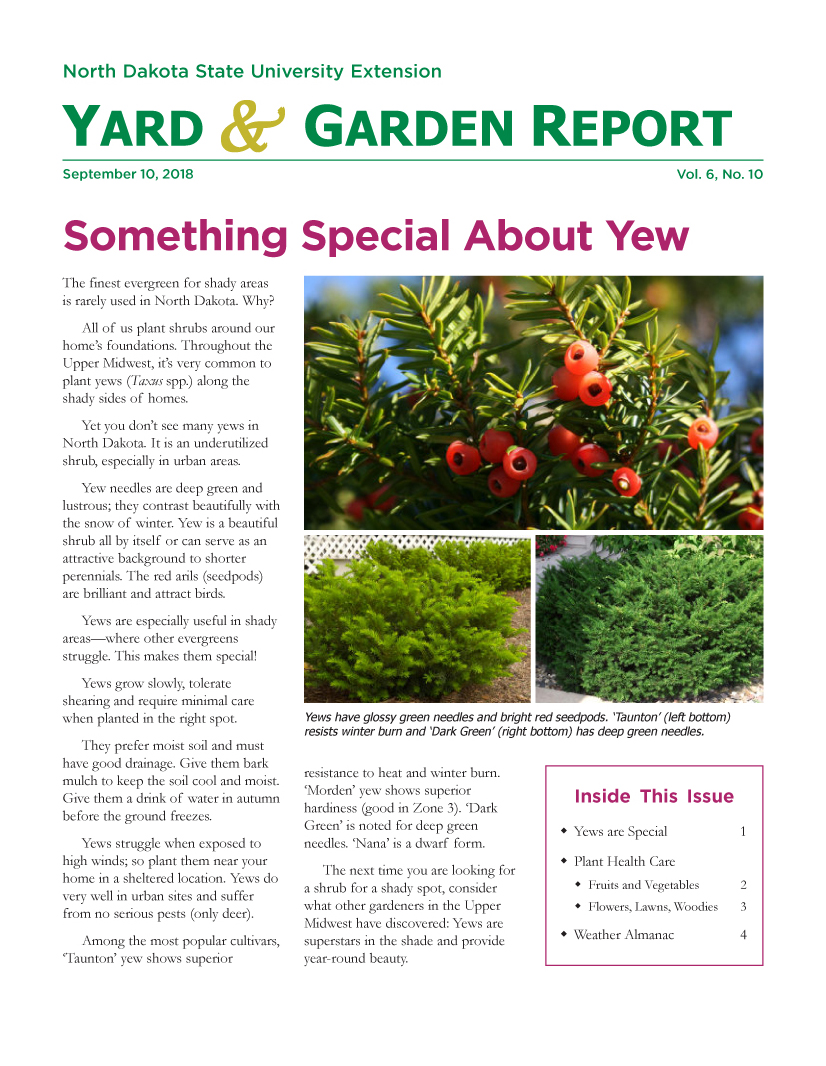 NDSU Yard & Garden Report for September 10, 2018