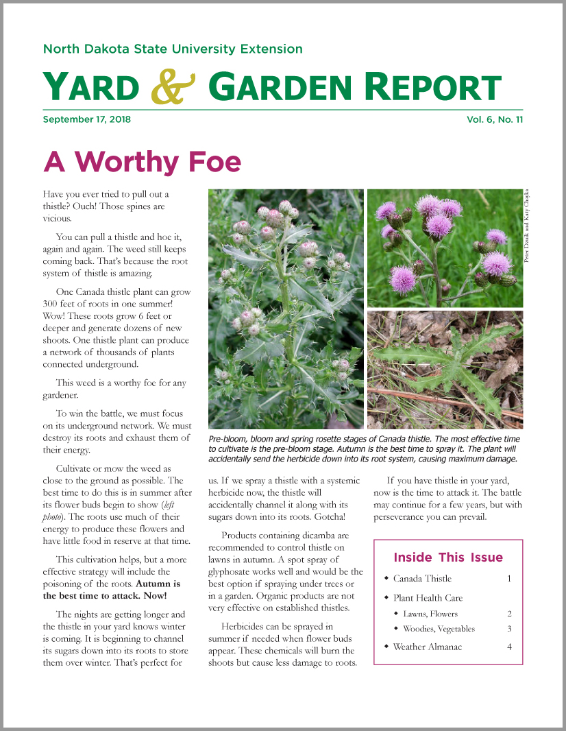 NDSU Yard & Garden Report for September 17, 2018