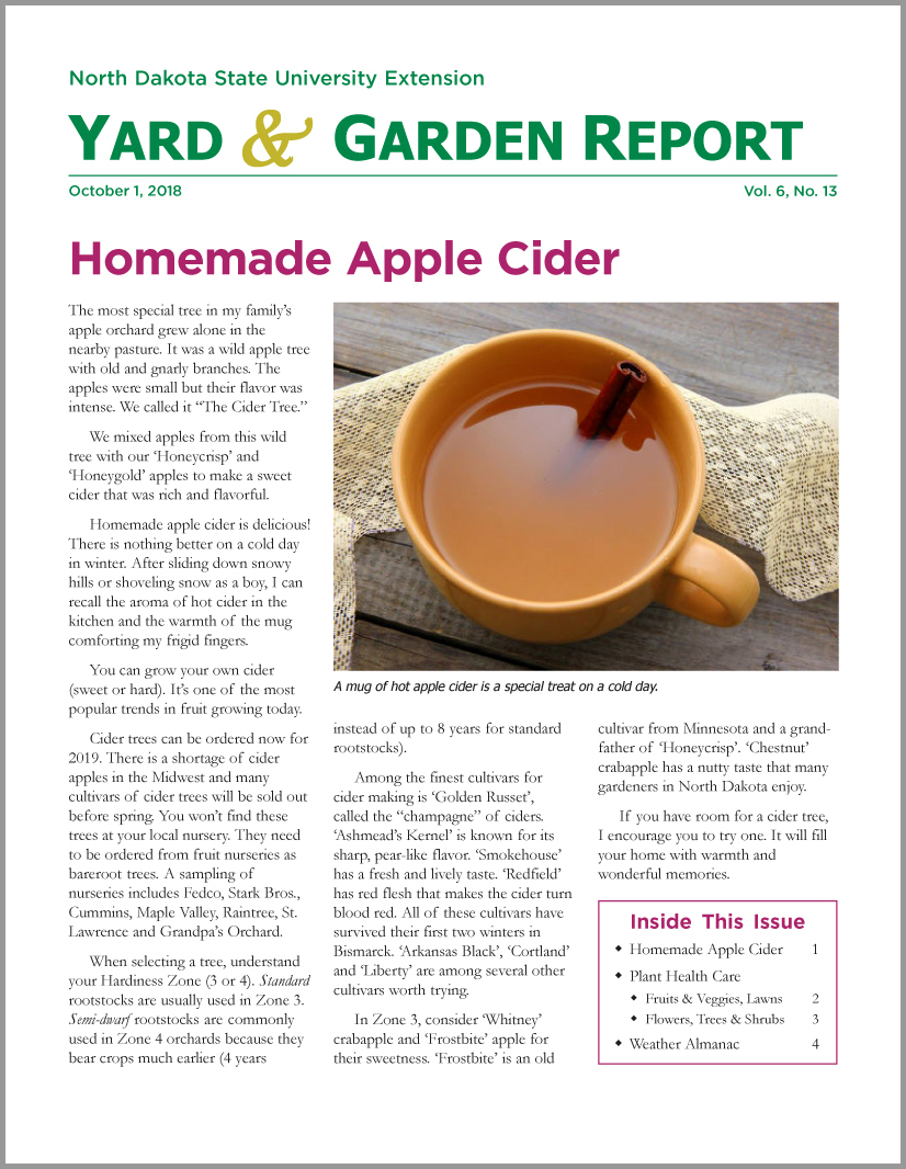 NDSU Yard & Garden Report for October 1, 2018