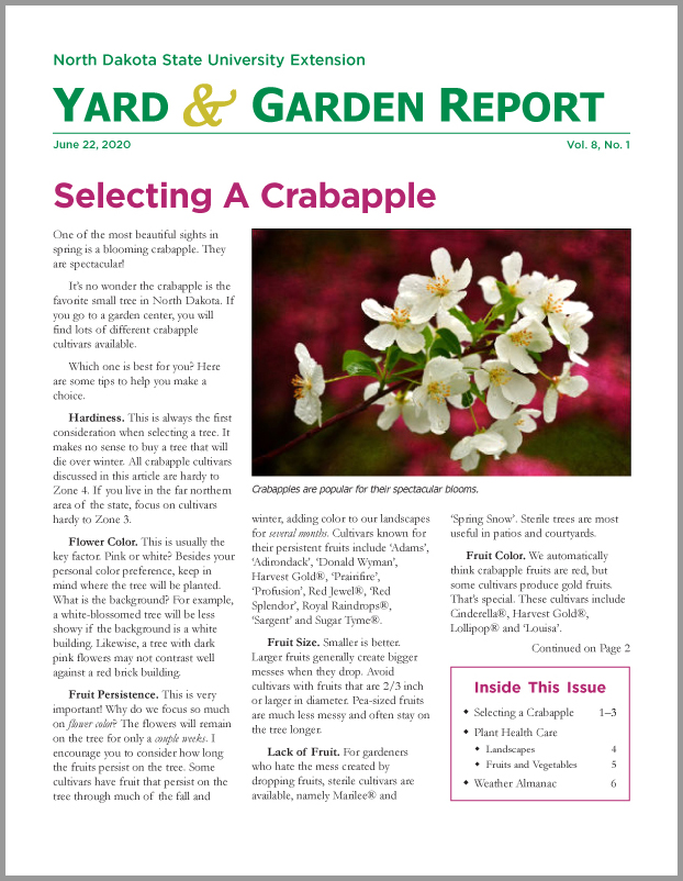 NDSU Yard & Garden Report for June 22, 2020