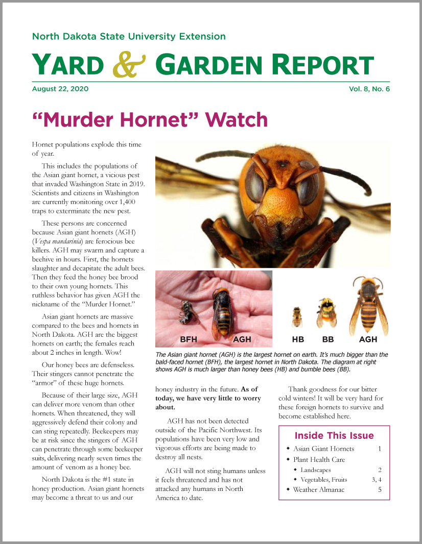 NDSU Yard & Garden Report for August 22, 2020