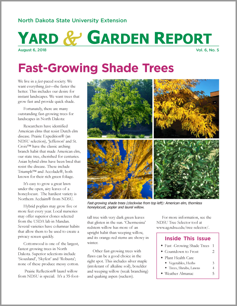 NDSU Yard & Garden Report for August 6, 2018