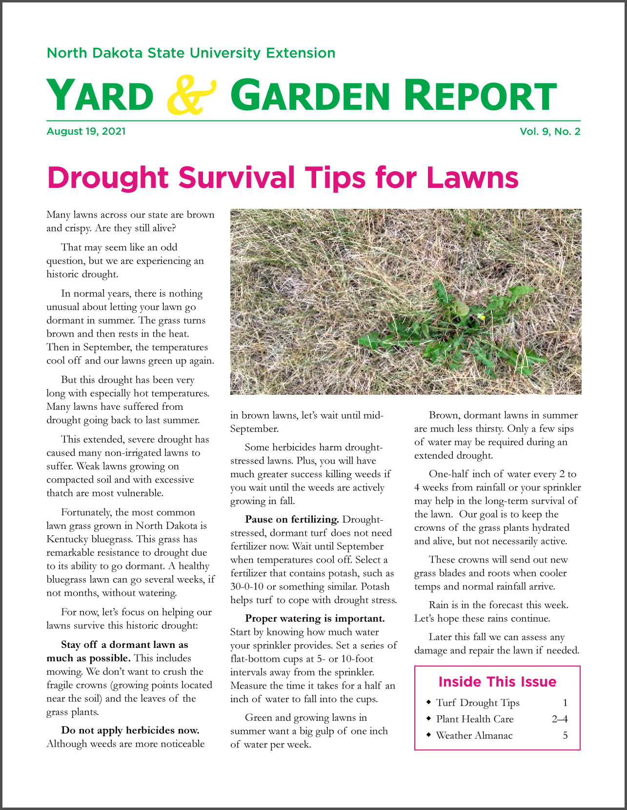 NDSU Yard & Garden Report for August 19, 2021