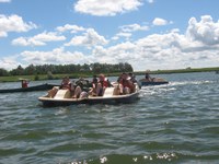 Youngsters have some fun on the water while at the North Dakota 4-H Camp near Washburn.