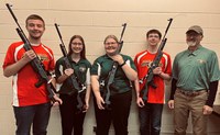 Members of the Ramsey County state air rifle championship team are, from left, Isaac Vaagen, Rachel Vaagen, Lauren Stiven, Brady Schuler and coach Rick Jorgenson. (NDSU photo)