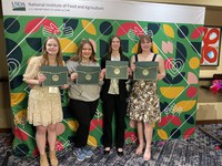 The North Dakota delegates to the National 4-H Conference are Nora Severance from Cass County, Aubri Staloch from Williams County, Aubrey Delaney from Cass County, and Elizabeth Sikes from Burleigh County. (NDSU photo)