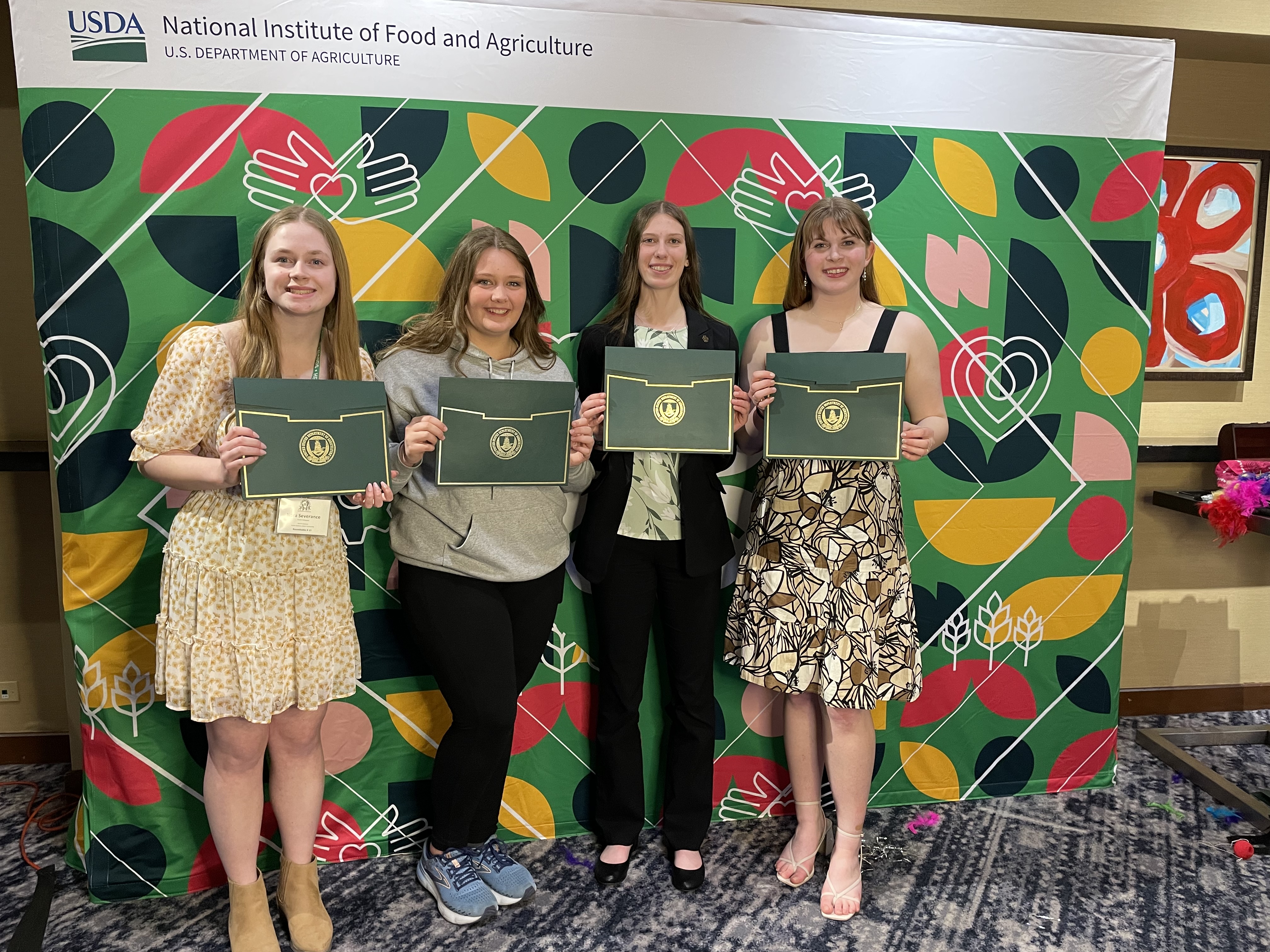 The North Dakota delegates to the National 4-H Conference are Nora Severance from Cass County, Aubri Staloch from Williams County, Aubrey Delaney from Cass County, and Elizabeth Sikes from Burleigh County. (NDSU photo)