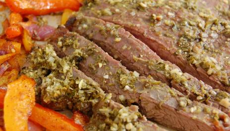 close up photo of the Cilantro Lime Steak Fajitas